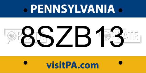 8SZB13 Pennsylvania License Plate