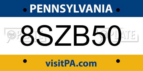 8SZB50 Pennsylvania License Plate