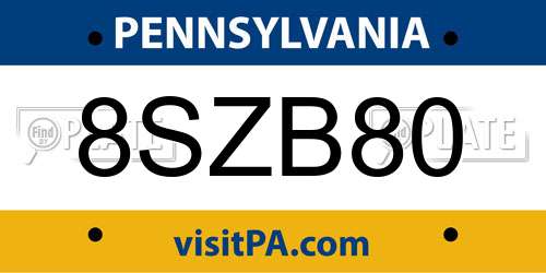 8SZB80 Pennsylvania License Plate