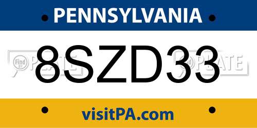 8SZD33 Pennsylvania License Plate