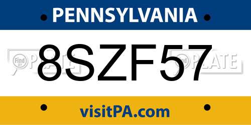 8SZF57 Pennsylvania License Plate