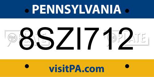 8SZI712 Pennsylvania License Plate