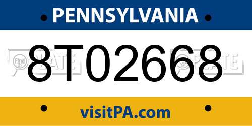 8T02668 Pennsylvania License Plate