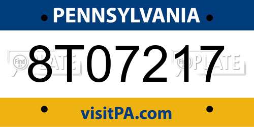 8T07217 Pennsylvania License Plate