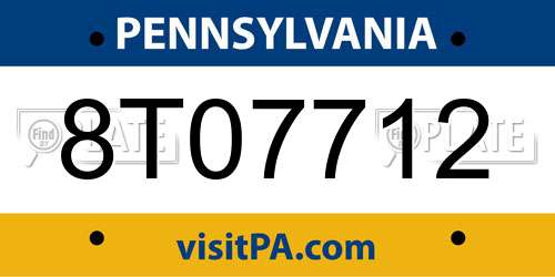 8T07712 Pennsylvania License Plate