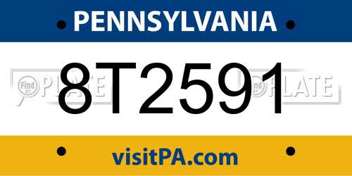 8T2591 Pennsylvania License Plate