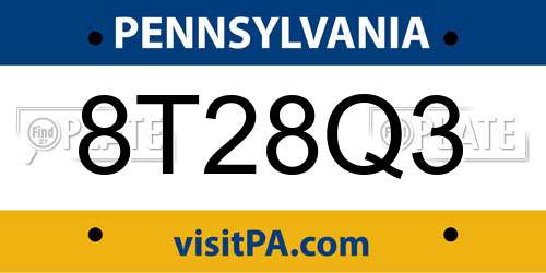 8T28Q3 Pennsylvania License Plate