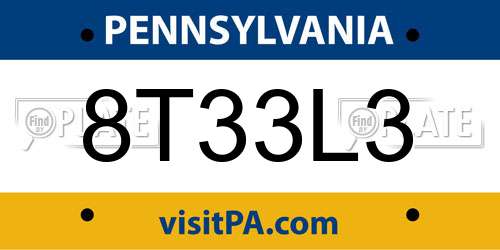 8T33L3 Pennsylvania License Plate