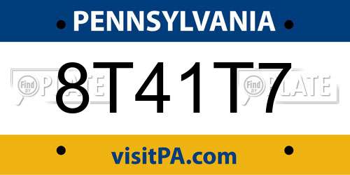 8T41T7 Pennsylvania License Plate
