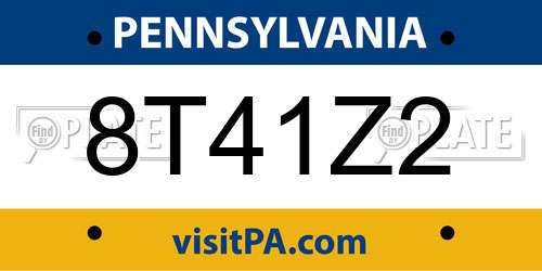 8T41Z2 Pennsylvania License Plate