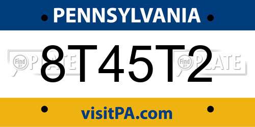 8T45T2 Pennsylvania License Plate