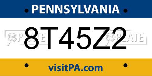8T45Z2 Pennsylvania License Plate