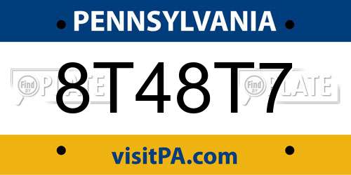 8T48T7 Pennsylvania License Plate