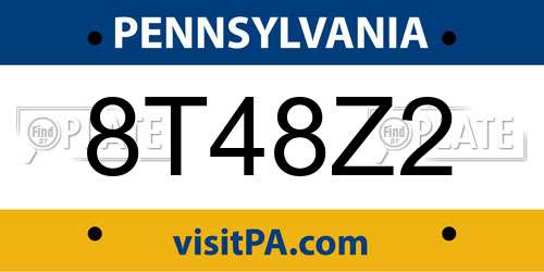 8T48Z2 Pennsylvania License Plate