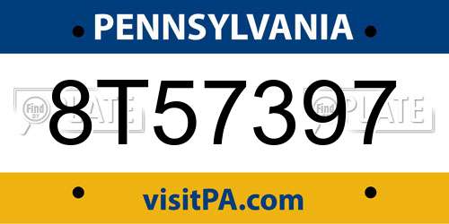 8T57397 Pennsylvania License Plate