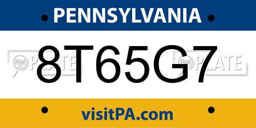 8T65G7 Pennsylvania License Plate