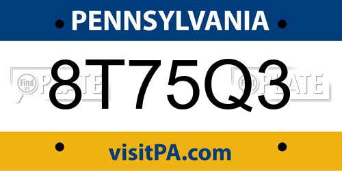 8T75Q3 Pennsylvania License Plate