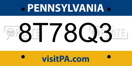8T78Q3 Pennsylvania License Plate