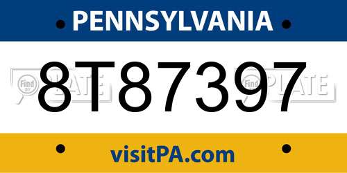 8T87397 Pennsylvania License Plate