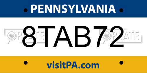8TAB72 Pennsylvania License Plate