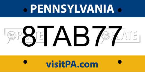 8TAB77 Pennsylvania License Plate