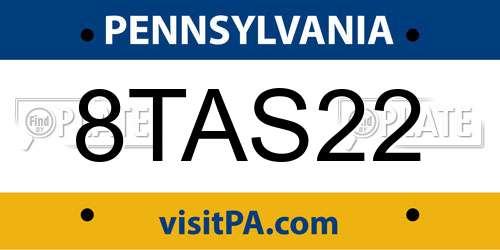 8TAS22 Pennsylvania License Plate