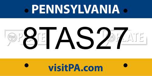 8TAS27 Pennsylvania License Plate