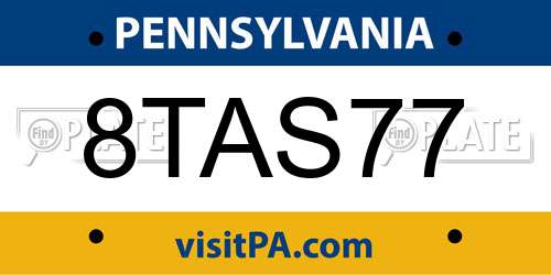 8TAS77 Pennsylvania License Plate