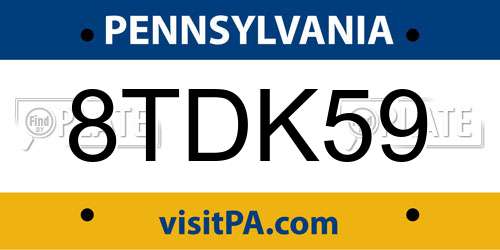 8TDK59 Pennsylvania License Plate