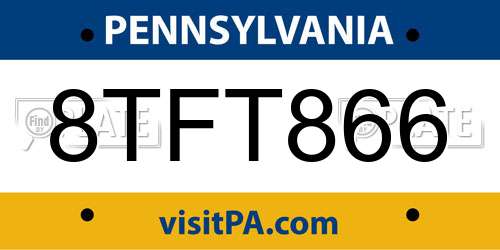 8TFT866 Pennsylvania License Plate