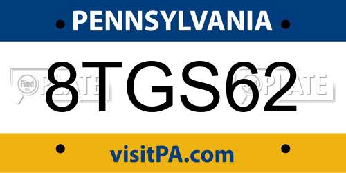8TGS62 Pennsylvania License Plate