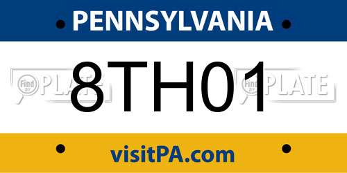 8TH01 Pennsylvania License Plate