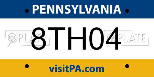 8TH04 Pennsylvania License Plate