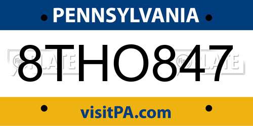 8THO847 Pennsylvania License Plate