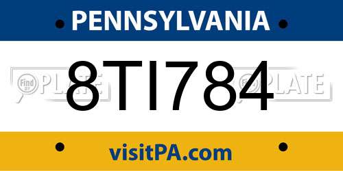 8TI784 Pennsylvania License Plate