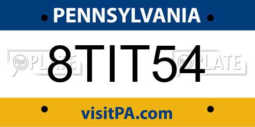 8TIT54 Pennsylvania License Plate