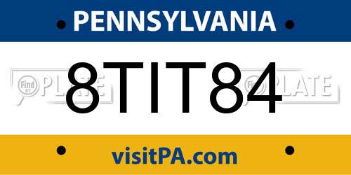 8TIT84 Pennsylvania License Plate