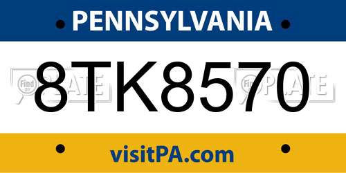 8TK8570 Pennsylvania License Plate