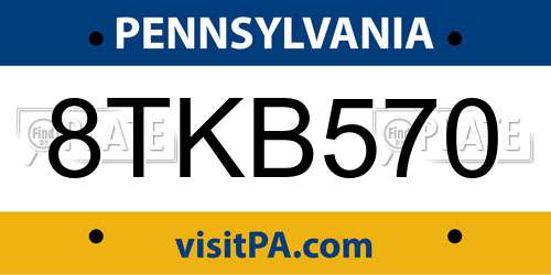 8TKB570 Pennsylvania License Plate