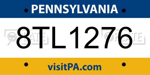 8TL1276 Pennsylvania License Plate