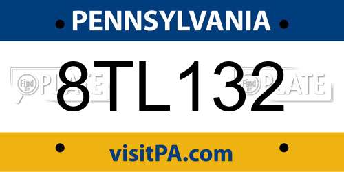 8TL132 Pennsylvania License Plate