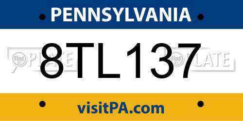 8TL137 Pennsylvania License Plate