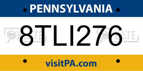 8TLI276 Pennsylvania License Plate