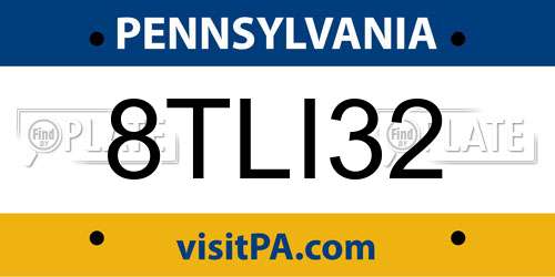 8TLI32 Pennsylvania License Plate