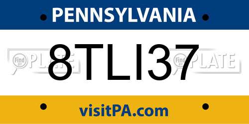8TLI37 Pennsylvania License Plate