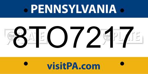 8TO7217 Pennsylvania License Plate