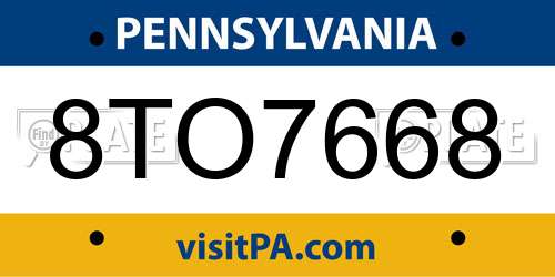 8TO7668 Pennsylvania License Plate