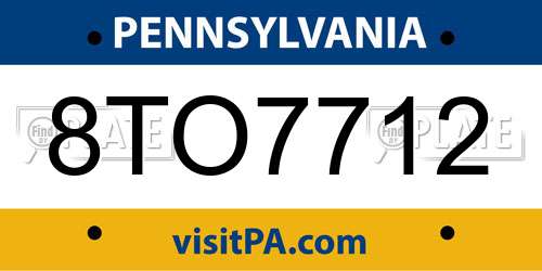 8TO7712 Pennsylvania License Plate