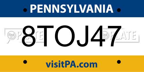 8TOJ47 Pennsylvania License Plate