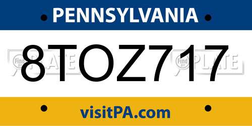 8TOZ717 Pennsylvania License Plate